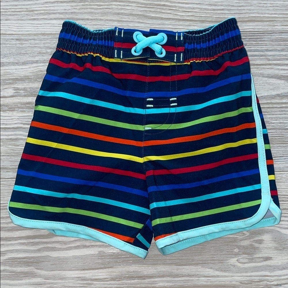 ⭐ Wonder Nation Baby Boy Striped Swim Trunks 3–6M ⭐